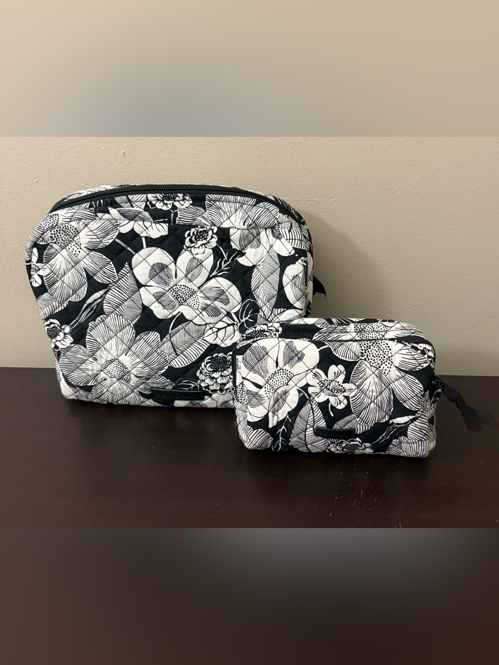 Vera Bradley Bedford Blooms Cosmetic Makeup  Cotton Bag Bundle Set